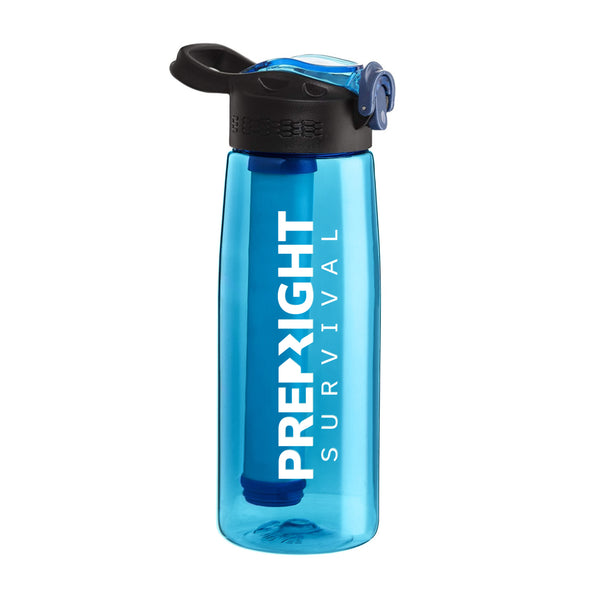 Prep-Right® Survival - 4-Stage Water Filter Bottle, BPA-Free Water Bottle for Survival Gear, Camping, and Travel